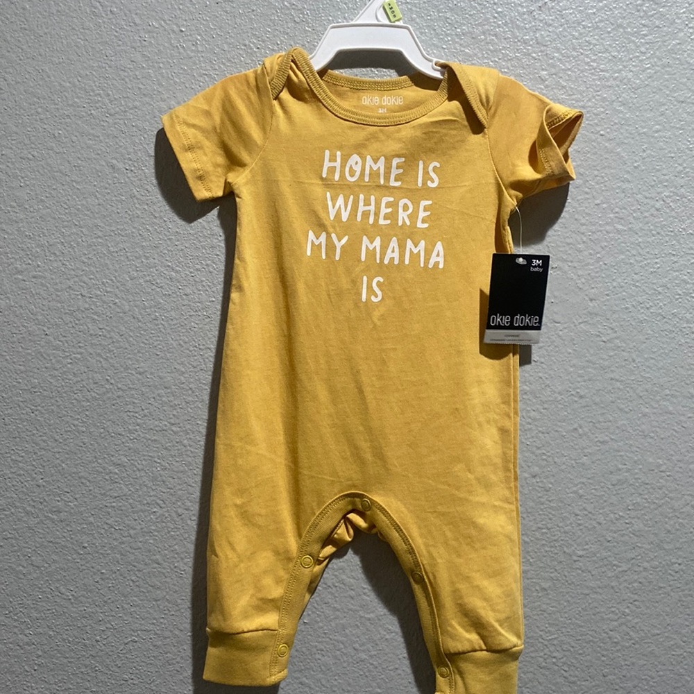 3 month mustard romper